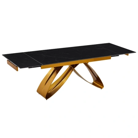 Stół LUIGI 160-240 cm Czarny marmur/Złoty