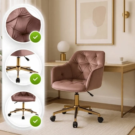 Fotel Obrotowy KONOR Różowy Welurowy