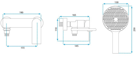 BATERIA WANNOWA MY2102-3GG VENETA ZŁOTA SZCZOTKO