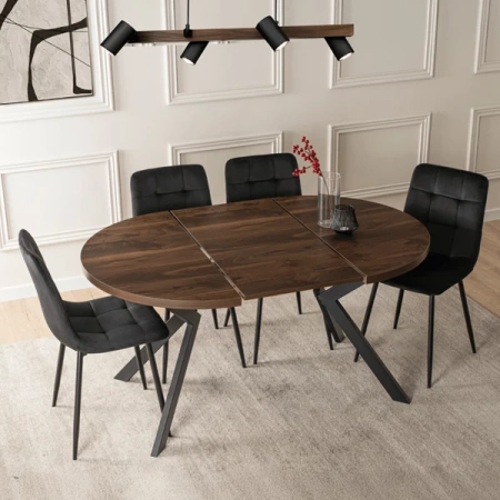 Stół LUKAS 100-250 cm Orzech/Czarny