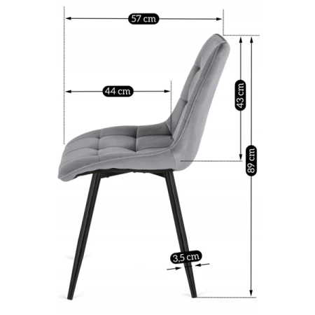 Krzesło RIO Szare Welurowe