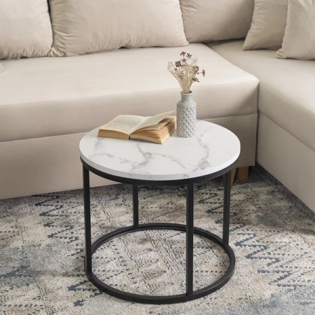 Stolik CONNY Biały Marmur/Czarny