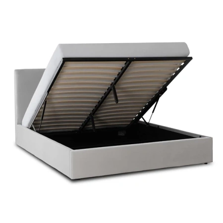 Łóżko 180x200 MARSYLIA Welurowe Szare Z Pojemnikiem