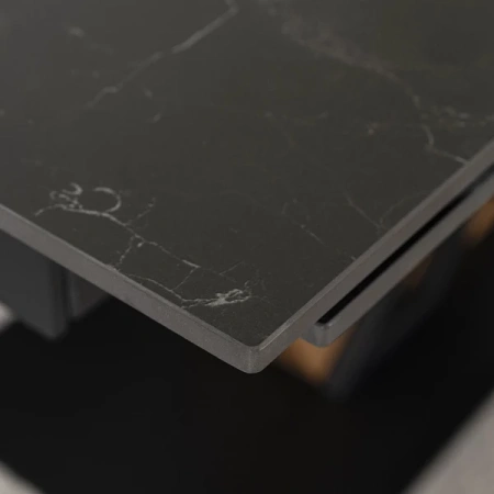 Stół REX 160-220 cm Czarny marmur/Orzech