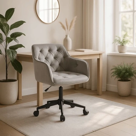 Fotel Obrotowy KONOR Szary/Czarny Welurowy