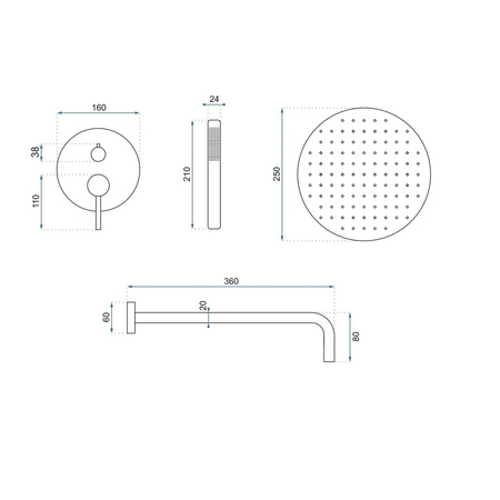 ZESTAW NATRYSKOWY PODTYNKOWY LUNGO GRIP TYTAN+ BOX
