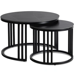 Zestaw Stolików JERRY Czarny Marmur/Czarny