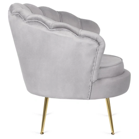 Fotel GRAND z Podnóżkiem Szary Welurowy