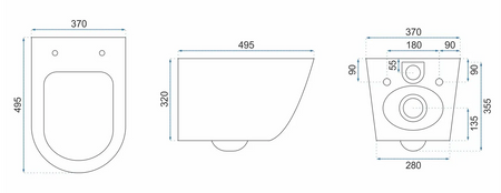WC - CARLO MINI RIMLESS GOLD BLACK