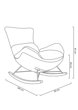 Fotel bujany OTILIA brązowa pepitka -  drewniane płozy, ekoskóra