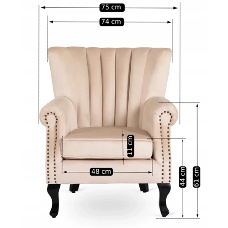 Fotel MALLO Beżowy Welurowy