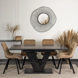 Stół CLARK 120-160 cm Czarny Marmur