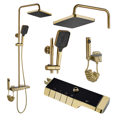 ZESTAW NATRYSKOWY ROB ZŁOTY SZCZOTKOWANY TERMOSTAT