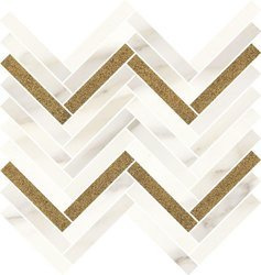 Paradyż Calacatta Sparkle Gold Mozaika Cięta Mat 28,1x30,1