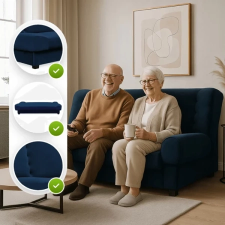 Zestaw 2x Sofa PIANO Granatowa