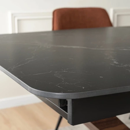 Stół ALICANTE 160-200 cm Czarny marmur/Orzech