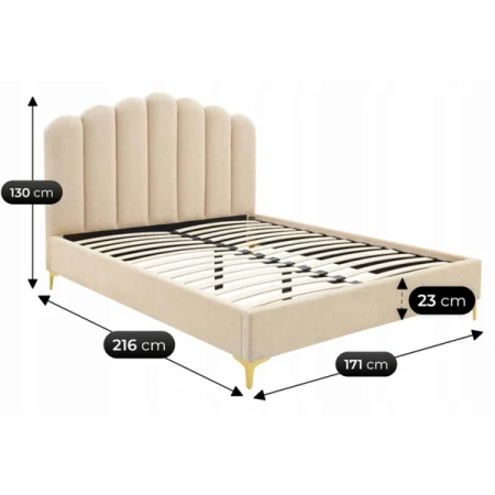 Łóżko 160x200 GEMINI Beżowe Welurowe