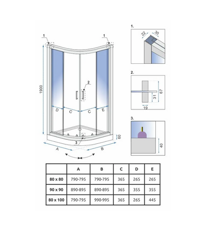 KABINA LOOK CHROM 80x100