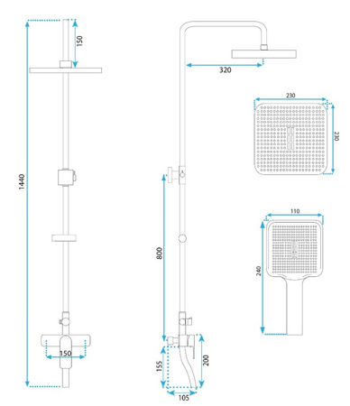 ZESTAW NATRYSKOWY MY2021-77RGG ARGUS MIEDŹ SZCZOTK