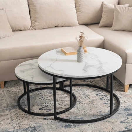 Zestaw Stolików DAFNE MAX Biały Marmur