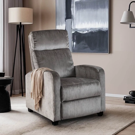 Fotel DANNY Szary Welurowy