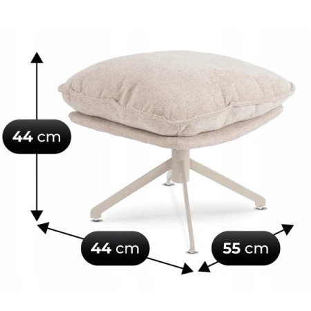 Fotel Wypoczynkowy Obrotowy PASADENA Z Podnóżkiem Kremowy