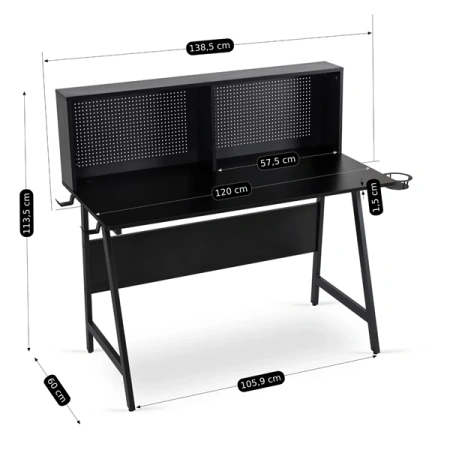 Biurko Gamingowe ROLL 138,5 cm Czarne