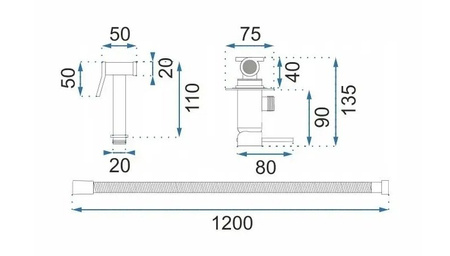 BATERIA BIDETOWA PODTYN LOOP LUNGO MIEDŹ SZCZO