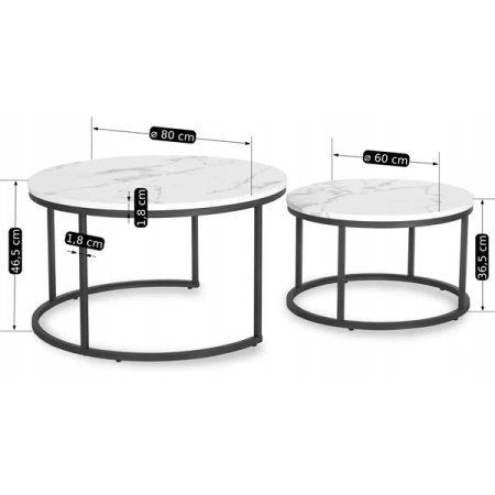 Zestaw Stolików DAFNE MAX Biały Marmur