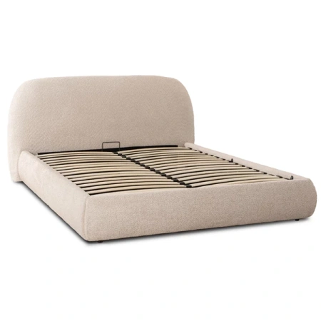 Łóżko 160x200 ROSSO Beżowe Boucle Z Pojemnikiem