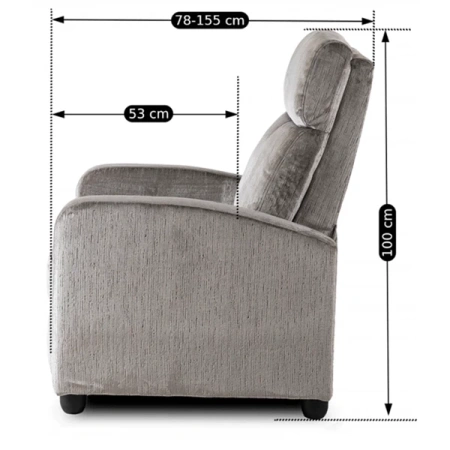 Fotel DANNY Szary Welurowy