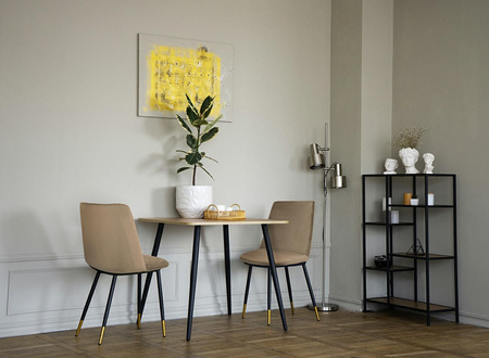 Krzesło DIEGO khaki / beżowe - welur,     podstawa czarno złota