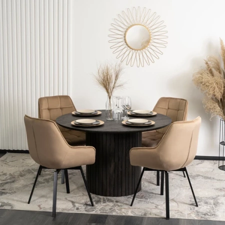 Krzesło Obrotowe LUNA Beżowe Welurowe