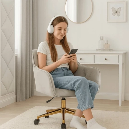 Fotel Obrotowy KONOR Szary Welurowy