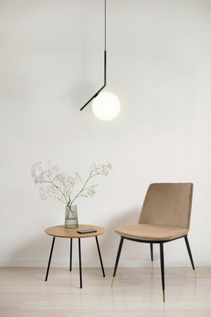 Krzesło DIEGO khaki / beżowe - welur,     podstawa czarno złota