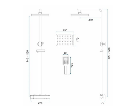 ZESTAW NATRYSKOWY TOM ZŁOTY SZCZO TERMOSTAT