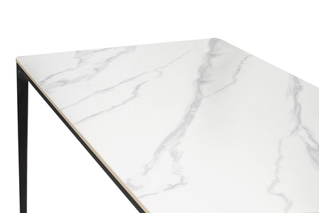 Stół SLIM 140x80 biały, czarny -          ceramiczny marmur, aluminium