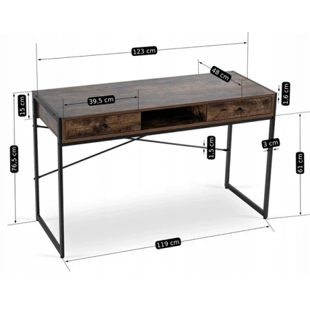 Biurko STEP 123 cm Brązowe/Czarne