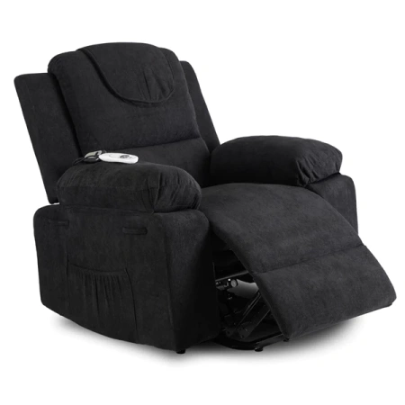 Fotel Masujący z Funkcją Wstawania FENIX Czarny