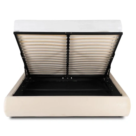 Łóżko 160x200 HAGA Kremowe Welurowe Z Pojemnikiem