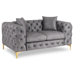 Sofa SORRENTO 2S Dwuosobowa Szara Welurowa