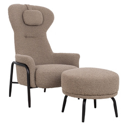 Fotel TEDDY GRAND z podnóżkiem ciemny     brązowy - stal