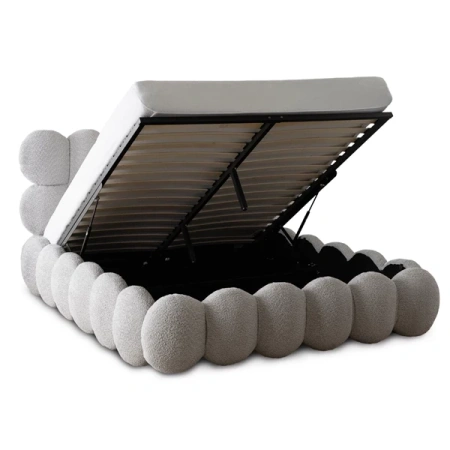 Łóżko 140x200 ANKARA Boucle Szare Z Pojemnikiem