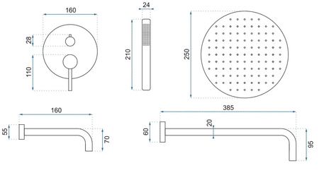 ZESTAW NATRYSKOWO-WANNOWY Z WYLEWKĄ LUNGO TYTAN