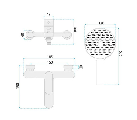 BATERIA WANNOWA DROP MIEDŹ SZCZOTKOWANA