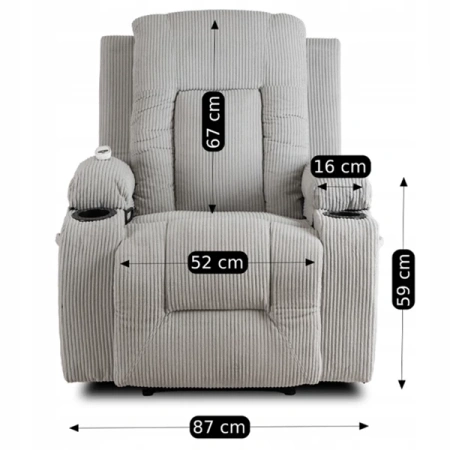 Fotel Masujący BOX Szary Sztruksowy