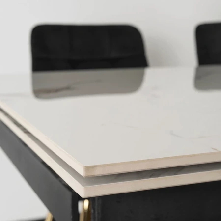 Stół Rozkładany IBIZA 160-240 cm Biały Marmur/Złoty