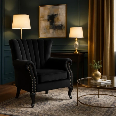 Fotel MALLO Czarny Welurowy