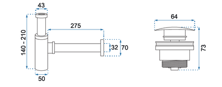 SYFON KLIK-KLAK UNIWERSALNY RÓŻOWE ZŁOTO