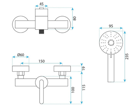 BATERIA PRYSZNICOWA JS-11804N ONTARIO NIKIEL SZCZO